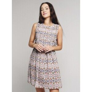ROLLER RABBIT Lisca Isola Dress L Pink Floral Sleeveless Lightweight Pleated